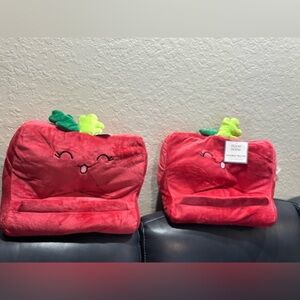 Red Plush Apple-Shaped Pillow Set